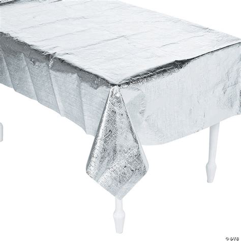 metallic silver plastic tablecloth